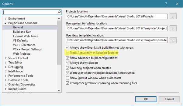 Track Active Item in Solution Explorer